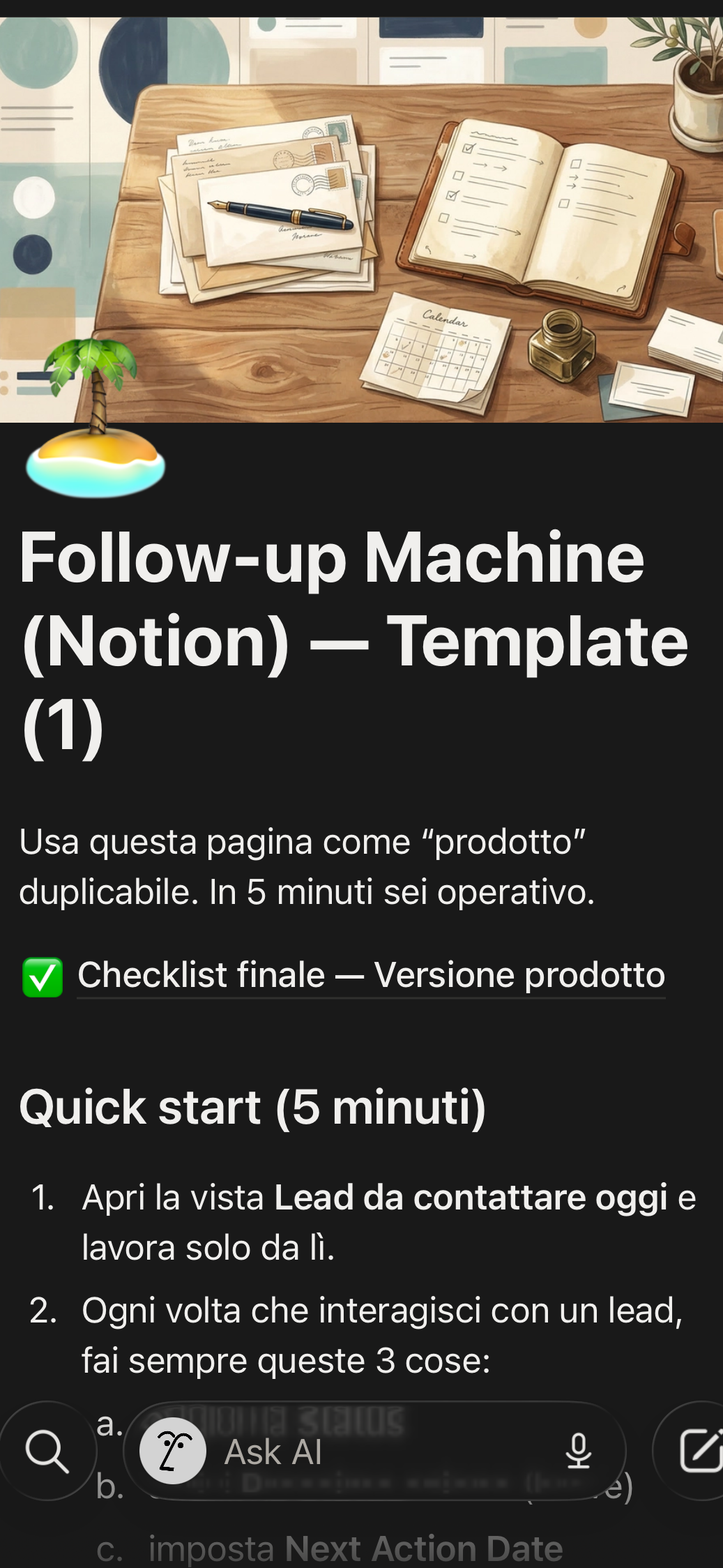 Follow-up Machine (Notion) — CRM per freelance
