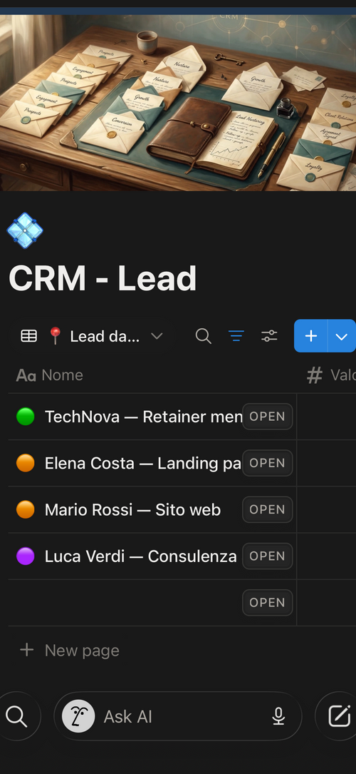 Follow-up Machine (Notion) — CRM per freelance